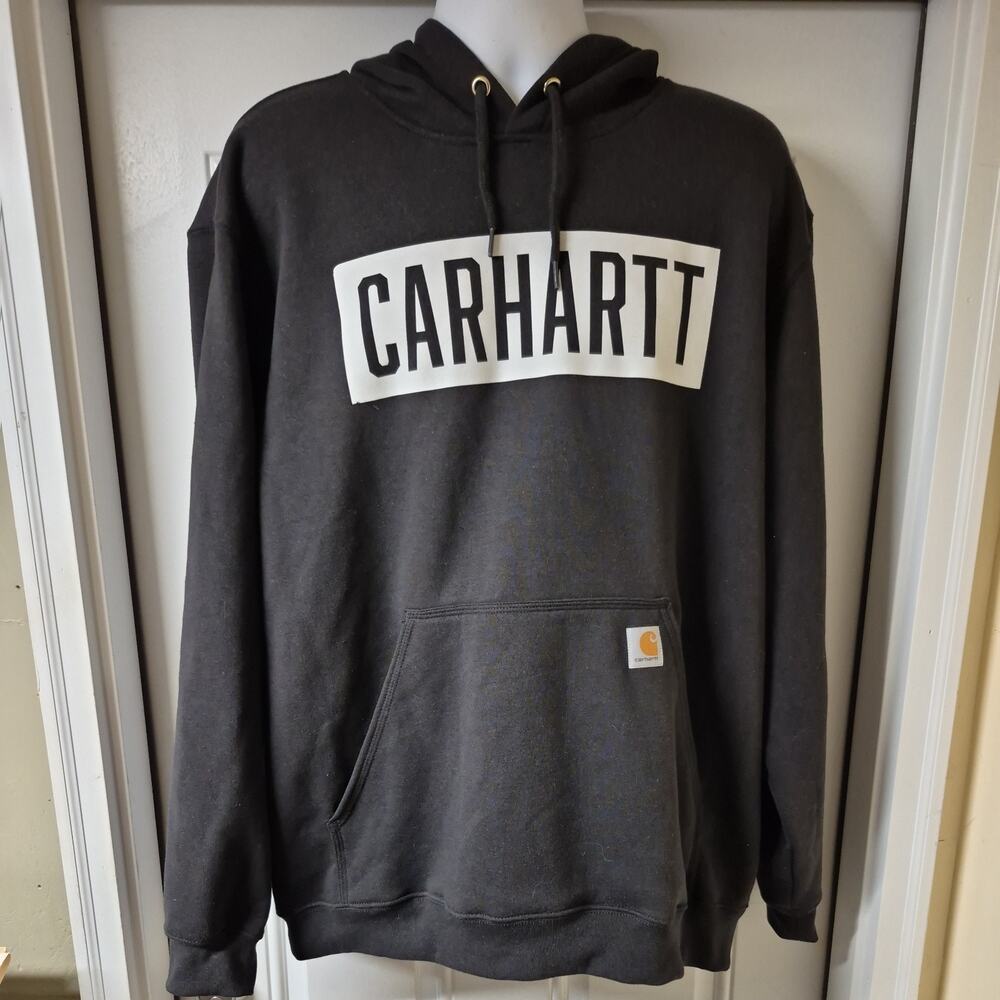 Men's Carhartt Rain Defender Hoodie Sweatshirt Pullover XL Dark Gray Loose Fit